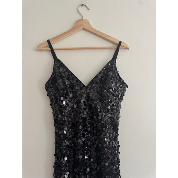 DRESS THE POPULATION Cammie Black Sequin Maxi Dress Size Small - Picture 4 of 8